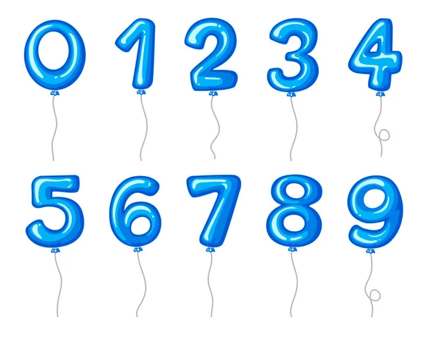 Ballons bleus forme de nombres — Image vectorielle