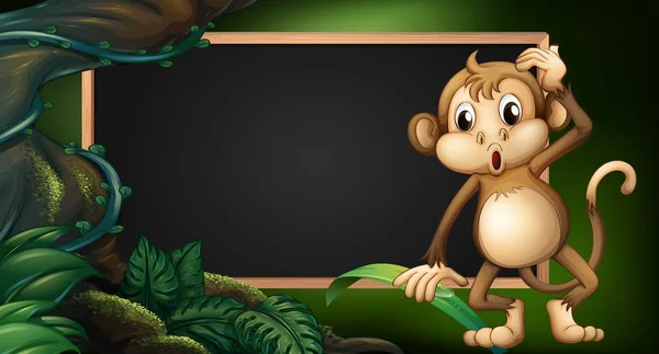 Šablona rámu s opicí v přírodě — Stockový vektor