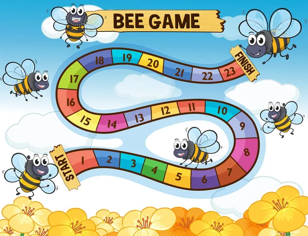 Πρότυπο boardgame με τις μέλισσες που φέρουν — Διανυσματικό Αρχείο