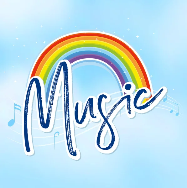 Arco iris y notas musicales de fondo — Vector de stock