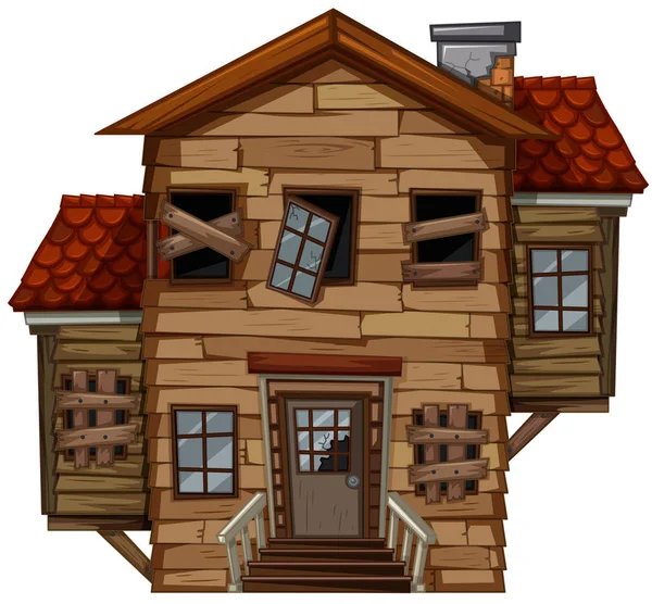 Ξύλινο σπίτι με κακή κατάσταση — Διανυσματικό Αρχείο