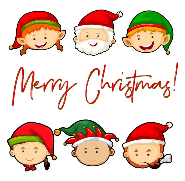 Joyeux Noël carte avec Père Noël et elfes — Image vectorielle