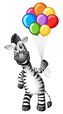 Şirin zebra holding renkli balonlar