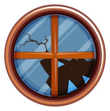 Kırık cam parçaları ile yuvarlak pencere