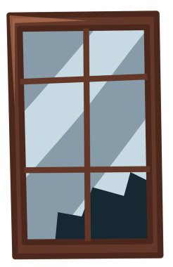 Beyaz arka plan üzerinde kırık pencere