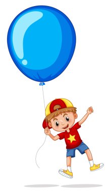 Dev mavi balon çocukla