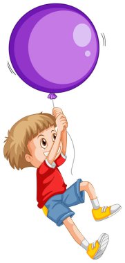 Küçük çocuk ve mor balon