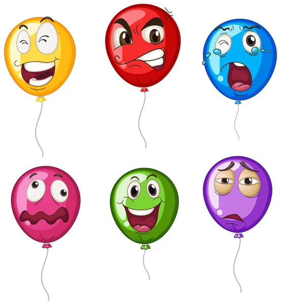 Ballons à l'hélium avec expressions faciales — Image vectorielle