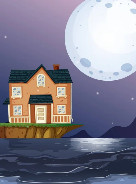 Кирпичный дом у океана — стоковый вектор