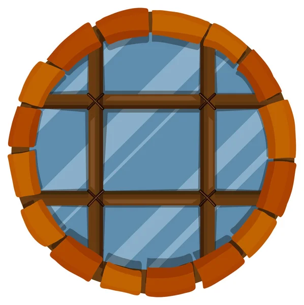 Glazen venster met bakstenen frame — Stockvector