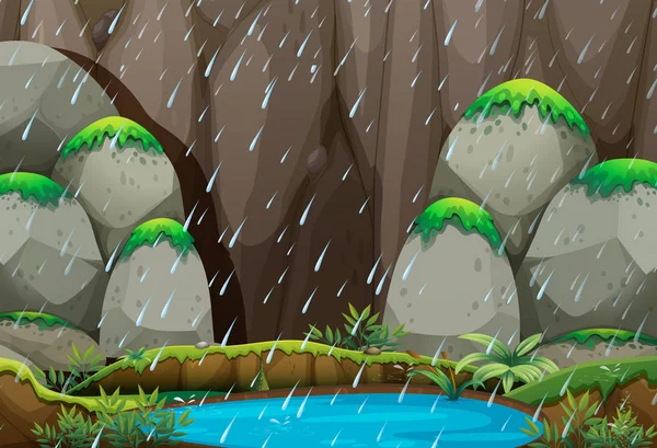Bakgrunden scen med regnar i berg — Stock vektor