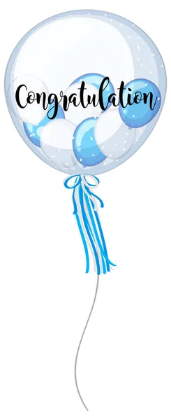 Blue and white balloons with word congratulation — Stock Vector