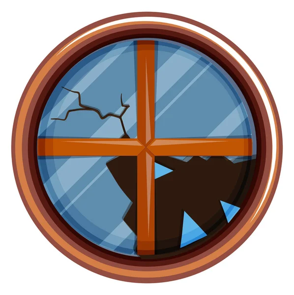 Kırık cam parçaları ile yuvarlak pencere