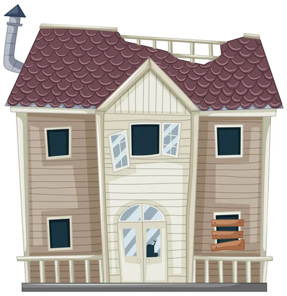 Kırık çatı ve pencere yıkık ev