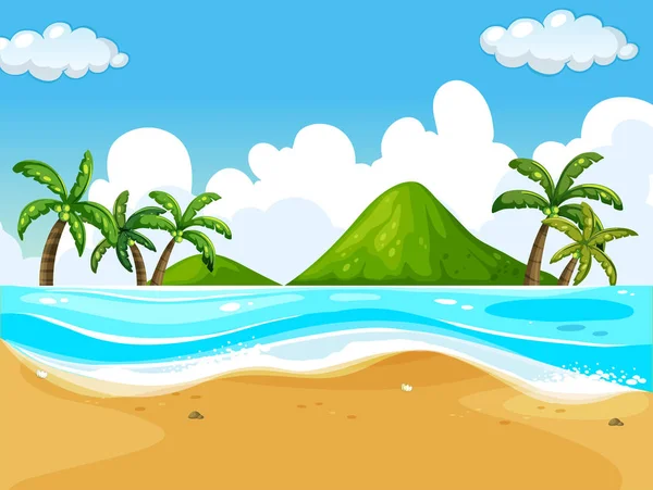 Scène de fond avec plage et océan — Image vectorielle