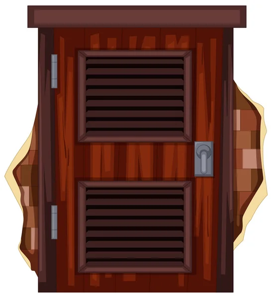 Porte en bois sur le mur de briques — Image vectorielle