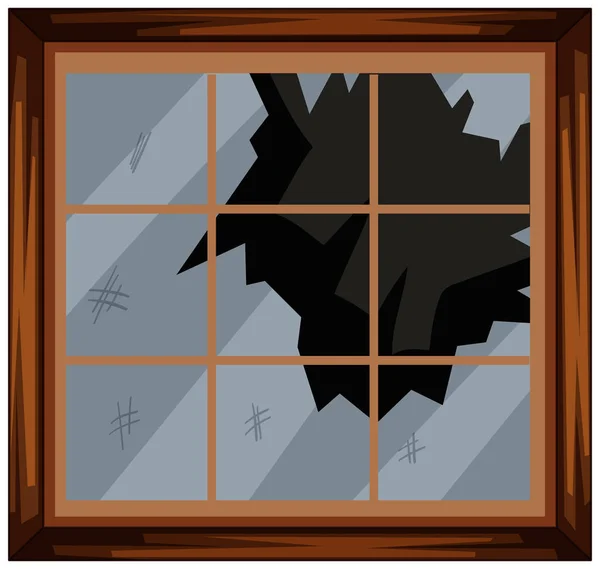 Vierkante venster met gebroken glas — Stockvector