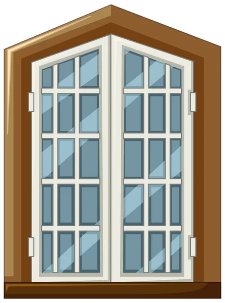 Projeto da janela com moldura de madeira — Vetor de Stock