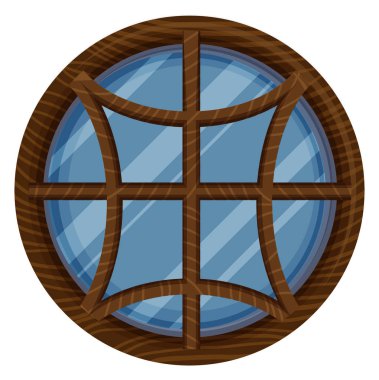 Yuvarlak ahşap çerçeve penceresiyle