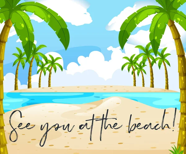 Scène d'océan avec phrase vous voir à la plage — Image vectorielle