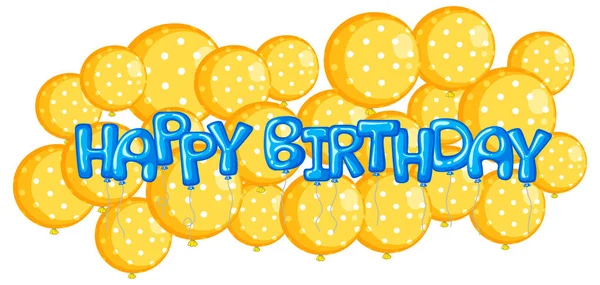 Gelbe Luftballons mit dem Wort Happy Birthday — Stockvektor
