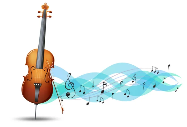 Cello and music notes in background — Stock Vector