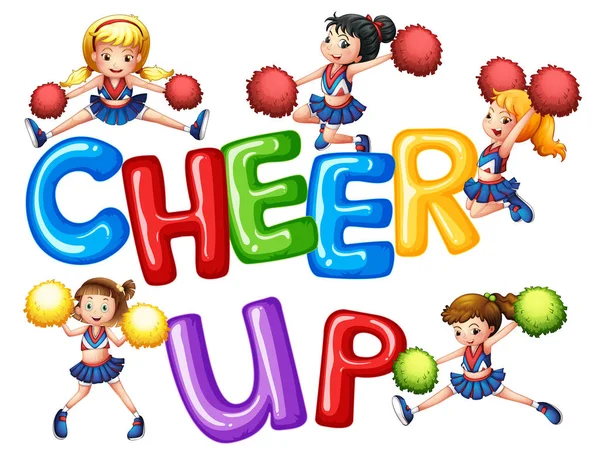 Cheerleaders and word cheer up — Stock Vector