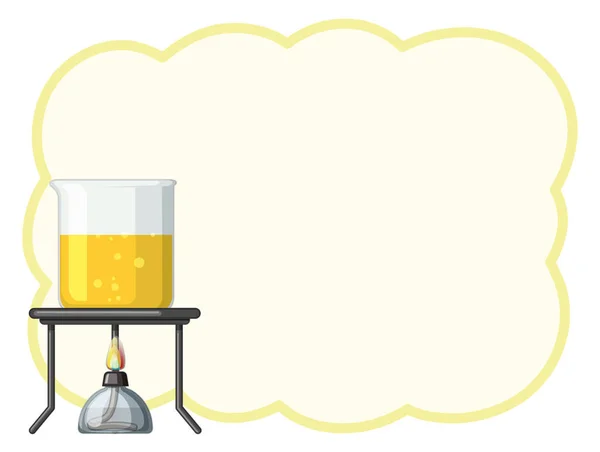 Border template with yellow liquid in beaker — Stock Vector