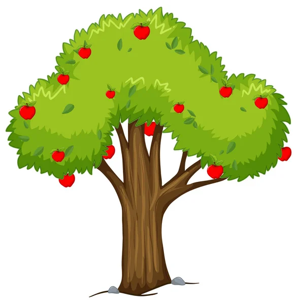 Apfelbaum mit roten Äpfeln — Stockvektor