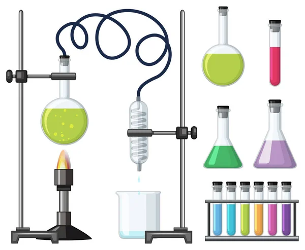 Different science containers and equipments — Stock Vector