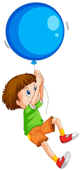 Ragazzo felice con palloncino blu — Vettoriale Stock