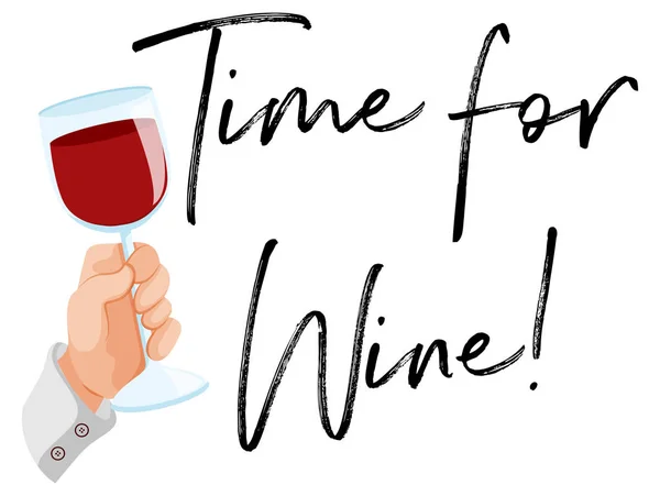 Tempo para vinho com copo de vinho tinto —  Vetores de Stock