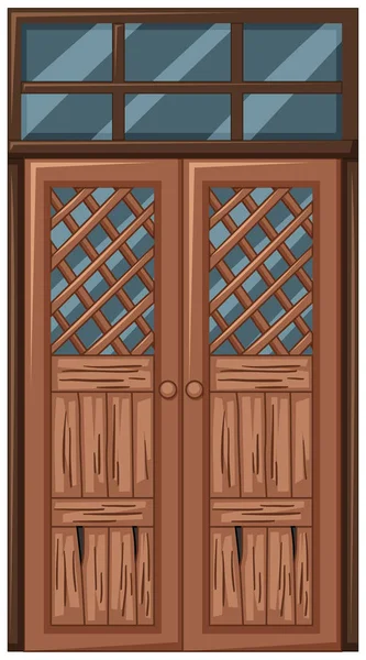 Старая деревянная дверь в плохом состоянии — стоковый вектор