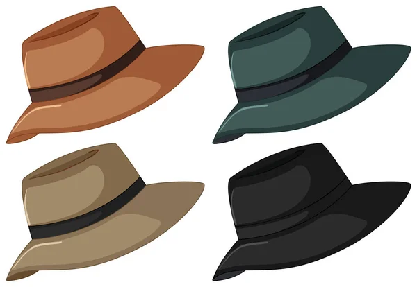 Chapeaux en quatre couleurs — Image vectorielle