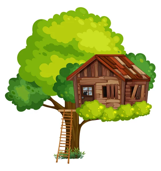 Casa da árvore velha feita de madeira —  Vetores de Stock