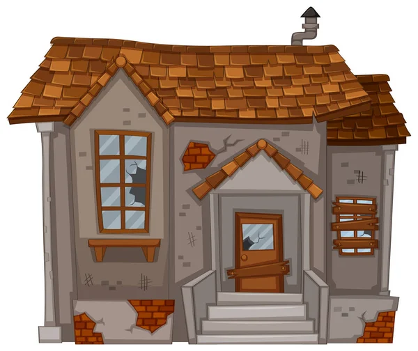 Vieille maison avec murs en ruine — Image vectorielle
