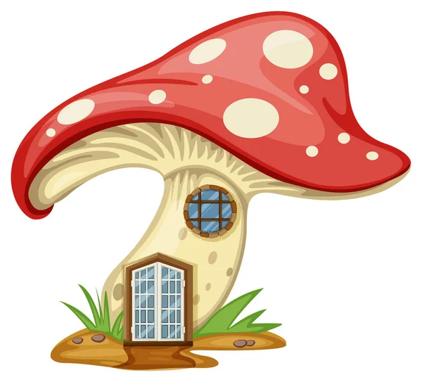 Maison champignon avec porte et fenêtre — Image vectorielle