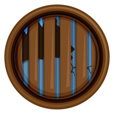 Kırık cam parçaları ile yuvarlak pencere