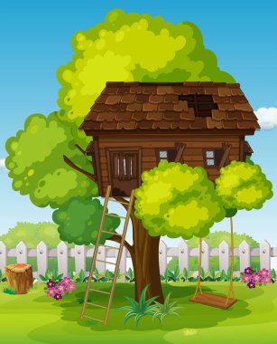 Treehouse parkta salıncak ile