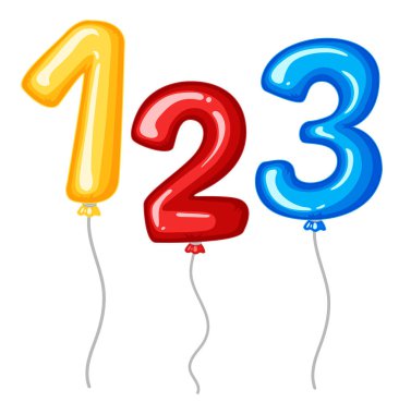 Balon numaraları 1 ile 3 için