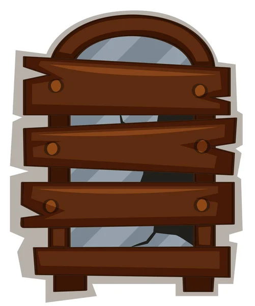 Ventanas rotas con tablero de madera — Archivo Imágenes Vectoriales
