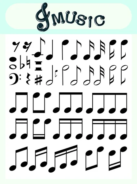 Different music notes on poster — Stock Vector