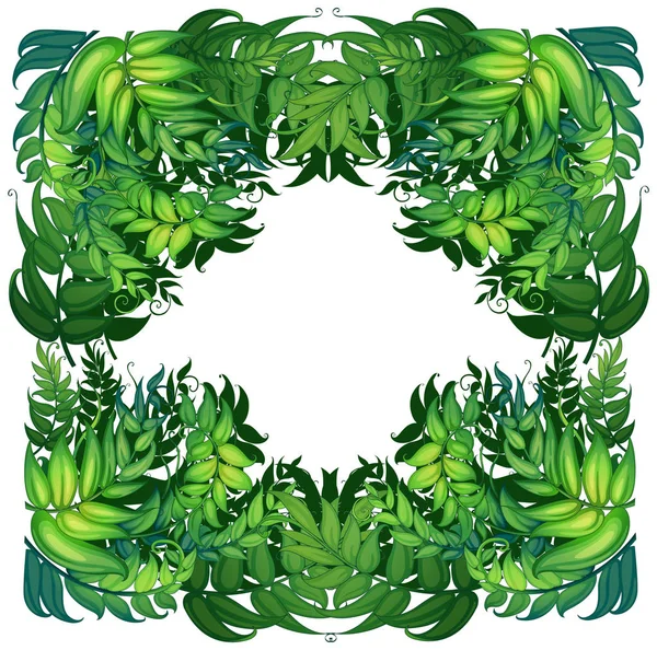 Modèle de bordure avec feuilles vertes — Image vectorielle