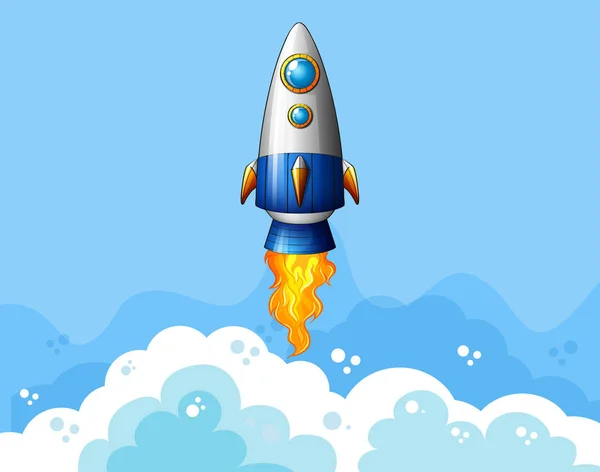 Rocket flying in the sky — Stock Vector