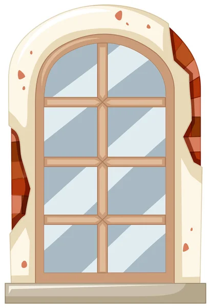 Fönster på tegelvägg — Stock vektor
