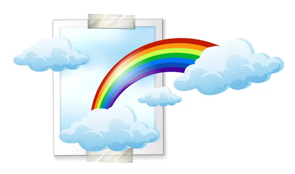 Sky scene with colorful rainbow — Stock Vector