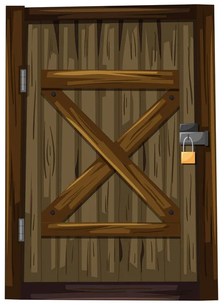 Puerta de madera con candado — Archivo Imágenes Vectoriales