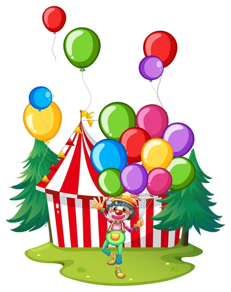 马戏团小丑与五颜六色的气球 — 图库矢量图片