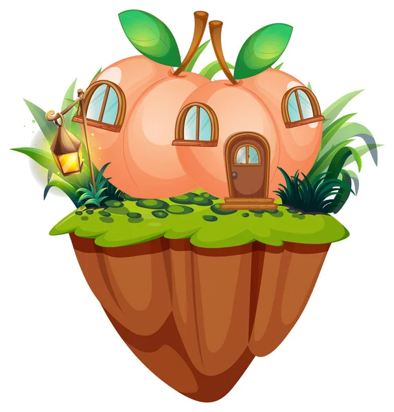 Персиковий будинок на скелі — стоковий вектор
