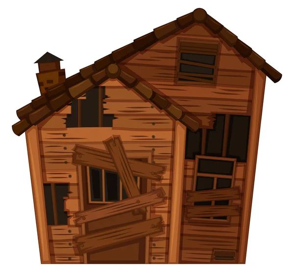 Casa de madeira em mau estado — Vetor de Stock
